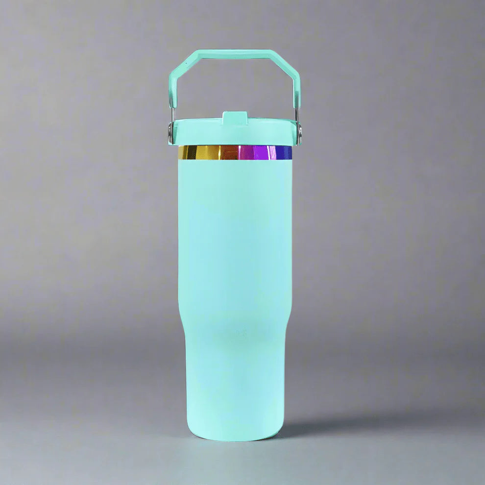 Engraveable 30oz Rainbow Plated Flip Tumbler