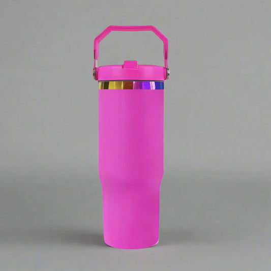 Engraveable 30oz Rainbow Plated Flip Tumbler