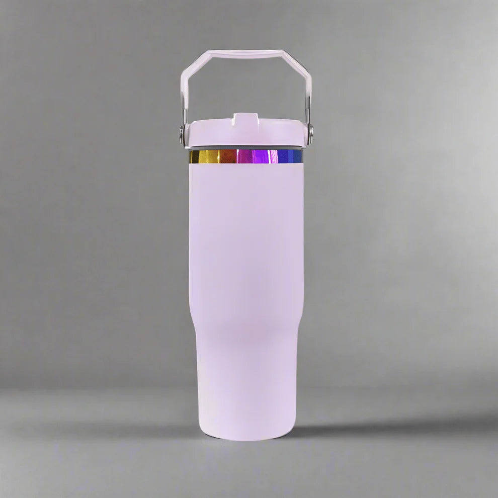 Engraveable 30oz Rainbow Plated Flip Tumbler